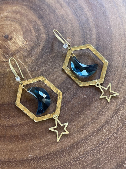 Moon Earrings - Blue Earrings