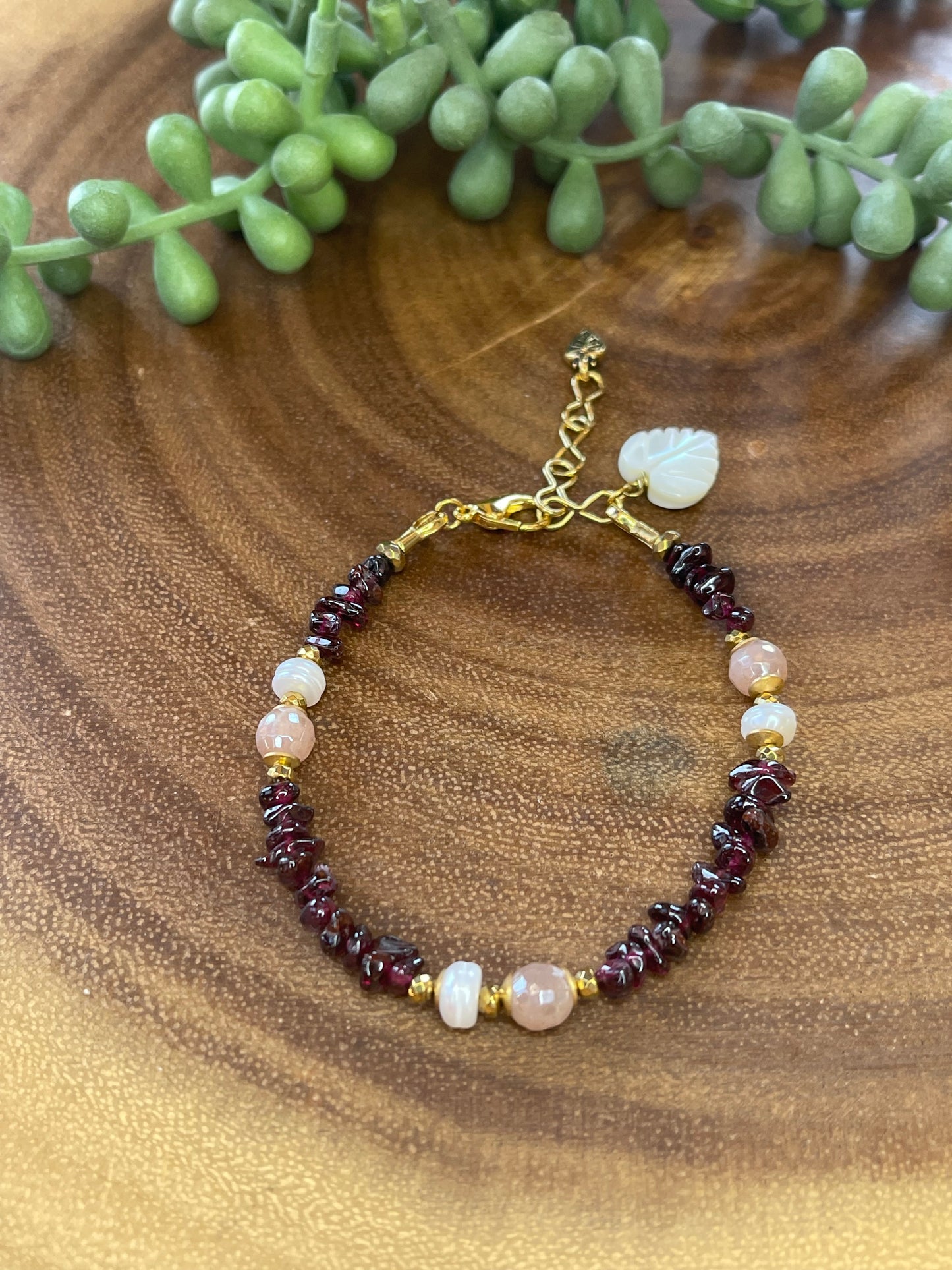 Garnet Bracelet- Charm Bracelet- Gemstone Bracelet