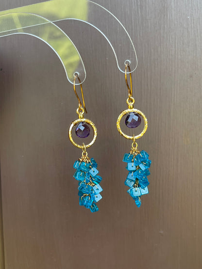 Apatite and Amethyst Quartz Earrings