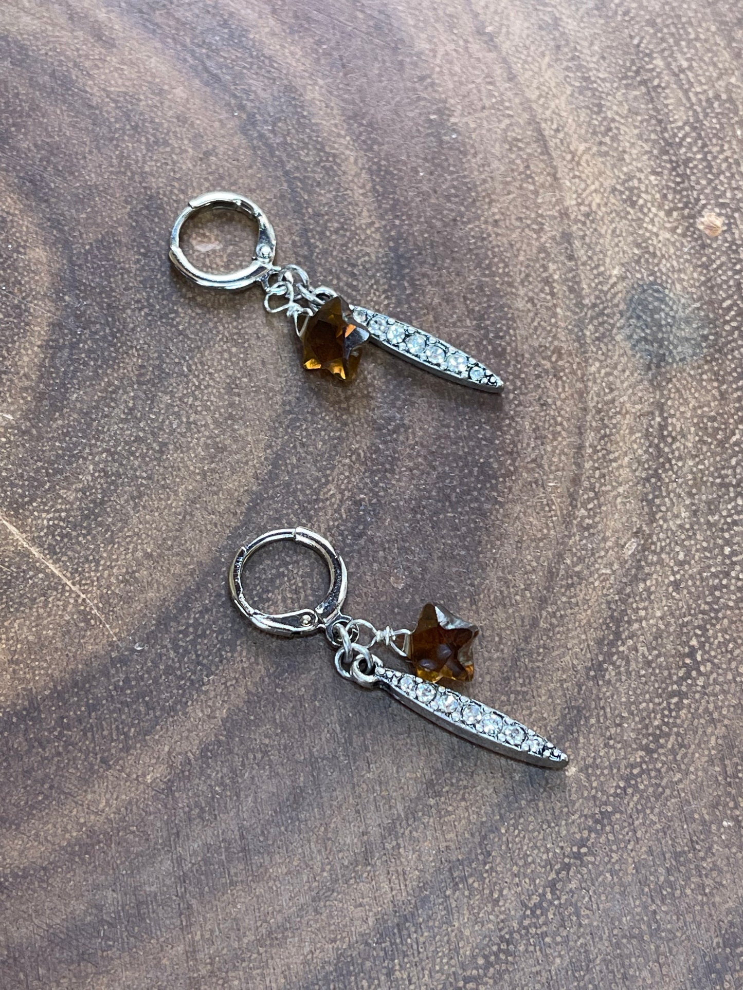 Star Point Earrings - Brown Quartz