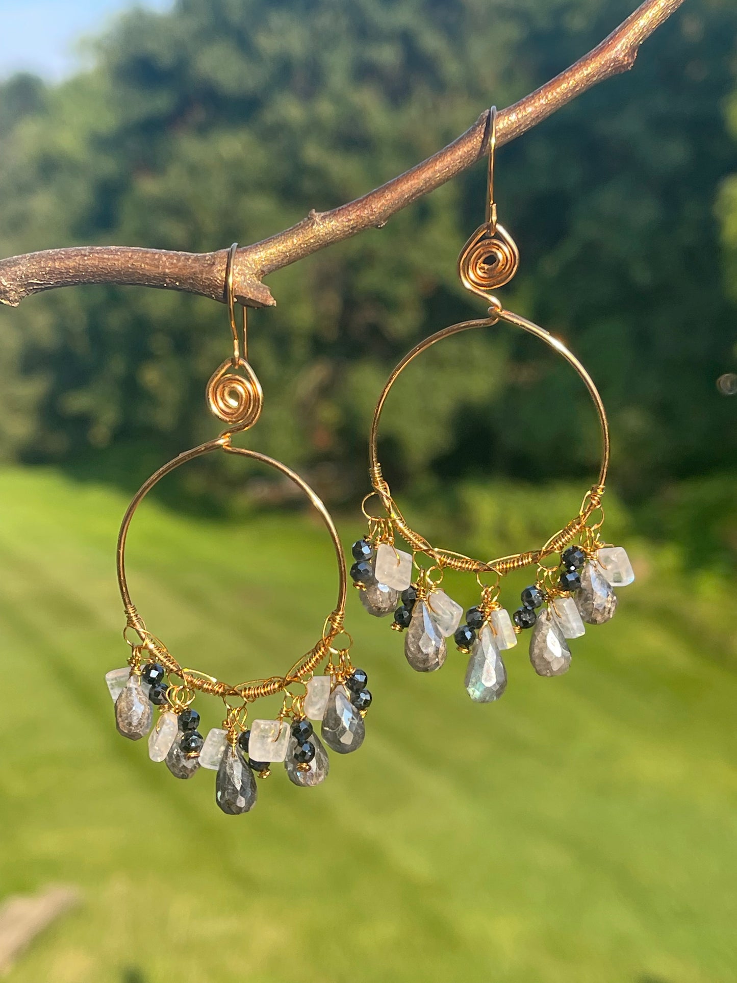 Labradorite Hoop Earrings