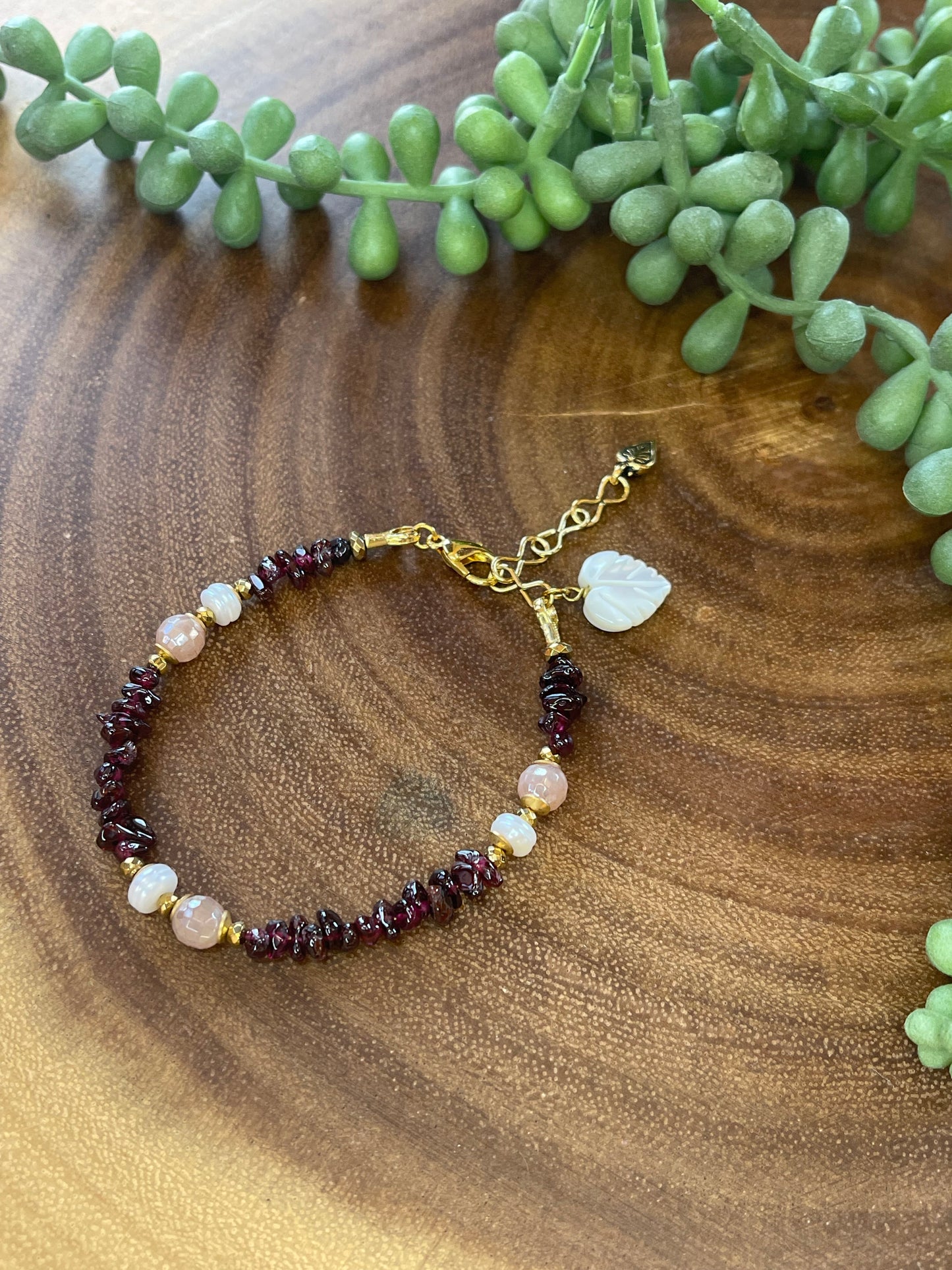 Garnet Bracelet- Charm Bracelet- Gemstone Bracelet