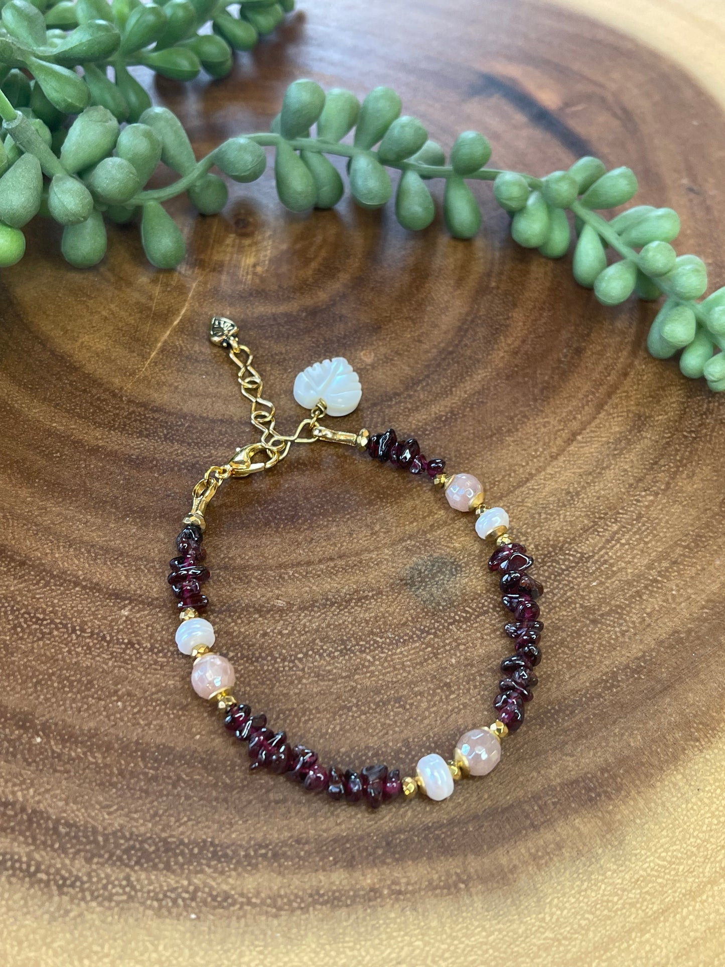 Garnet Bracelet- Charm Bracelet- Gemstone Bracelet