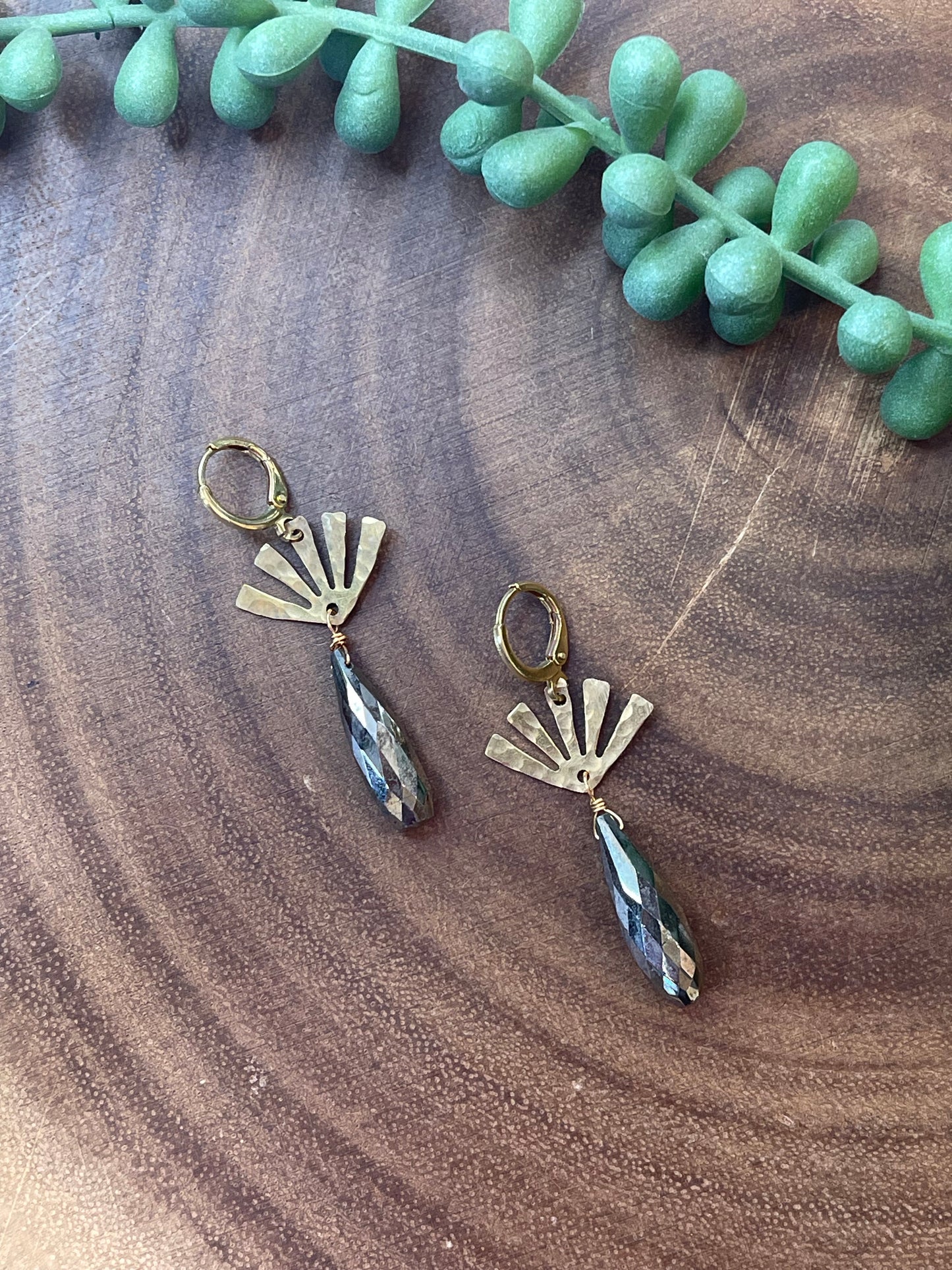 Pyrite Earrings- Brass Earrings