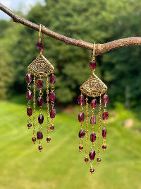 Garnet Fringe Earrings