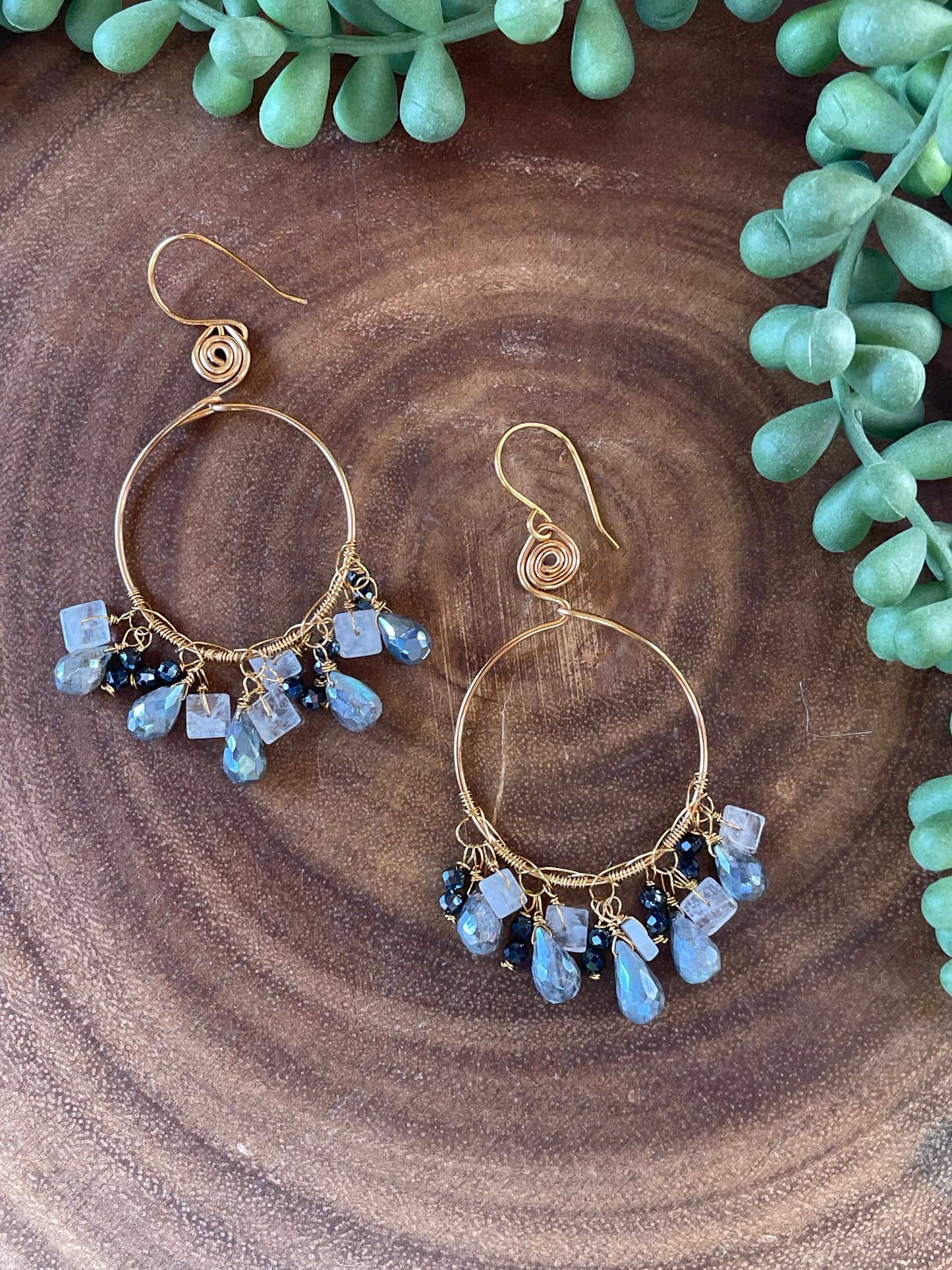 Labradorite Hoop Earrings