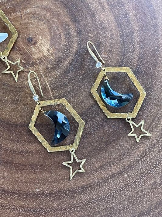 Moon Earrings - Blue Earrings