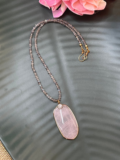 Rose Quartz - Labradorite Necklace