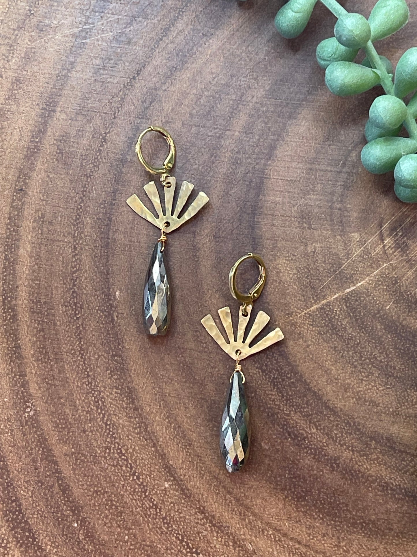 Pyrite Earrings- Brass Earrings