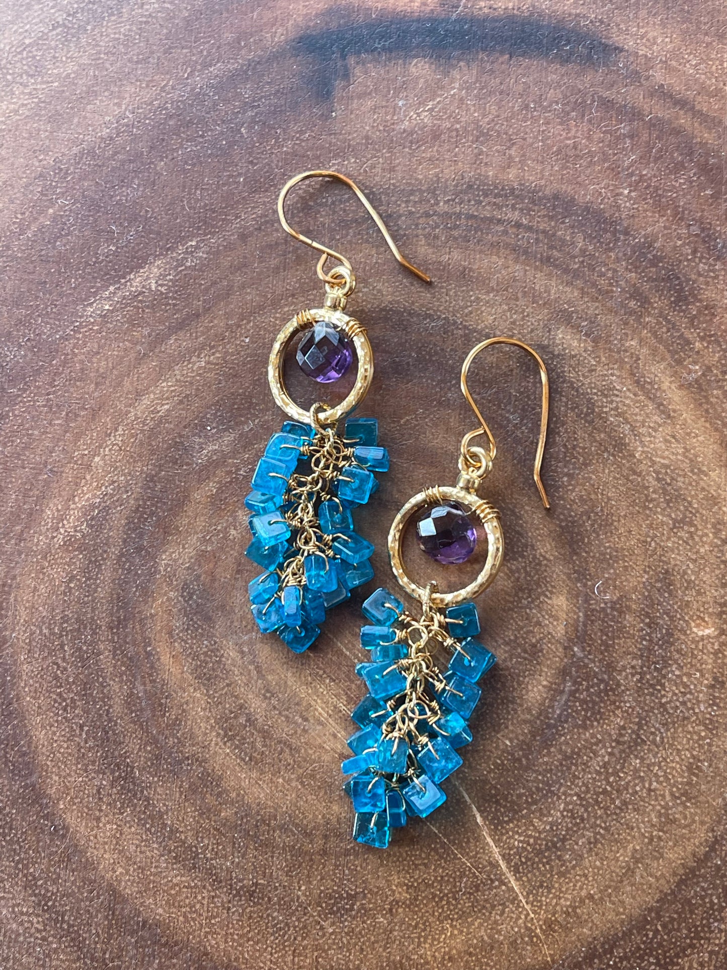 Apatite and Amethyst Quartz Earrings