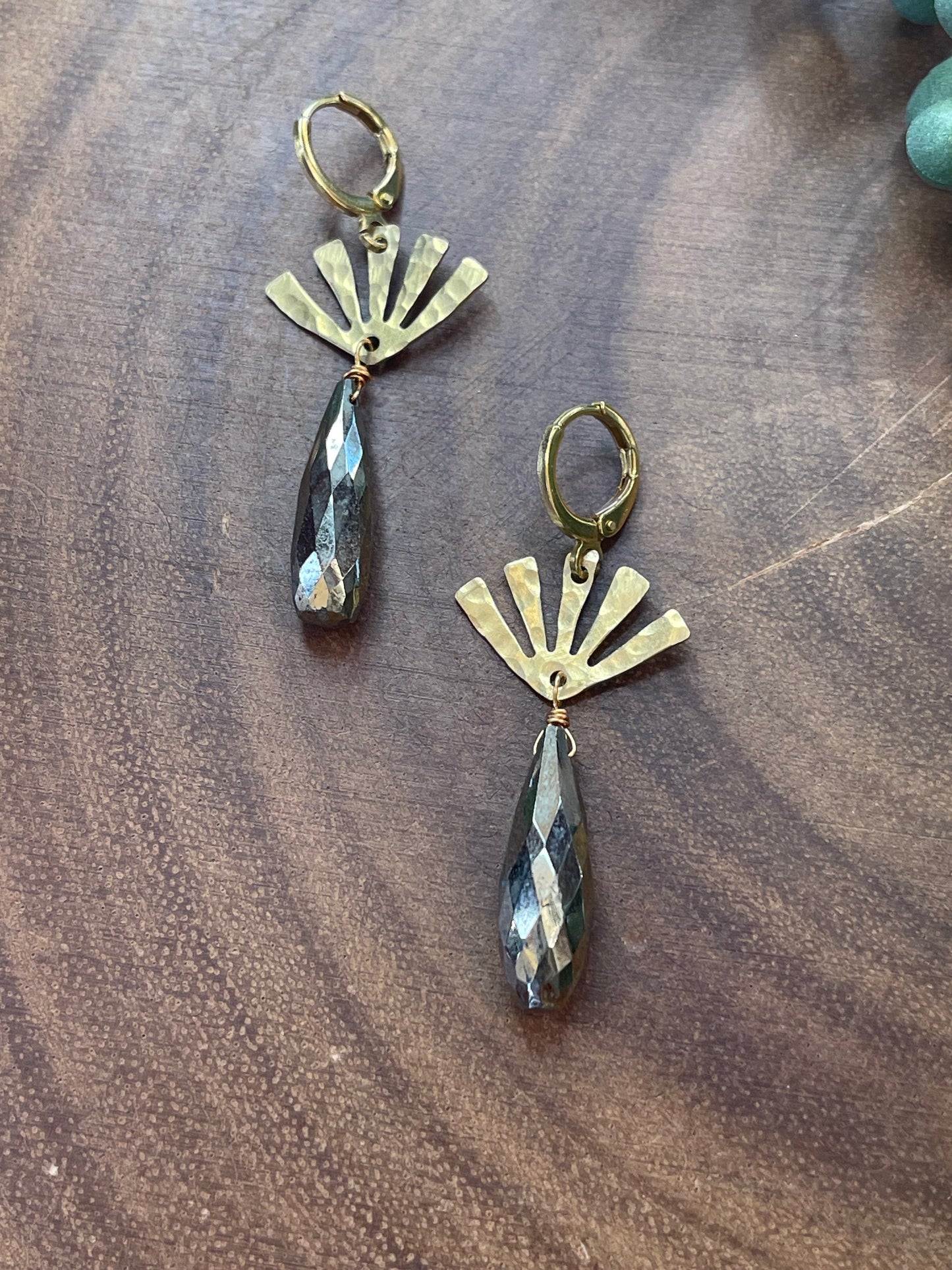 Pyrite Earrings- Brass Earrings