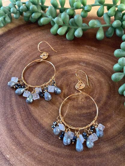 Labradorite Hoop Earrings