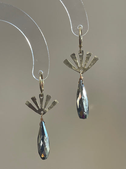 Pyrite Earrings- Brass Earrings