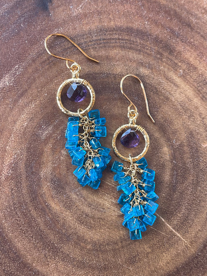 Apatite and Amethyst Quartz Earrings