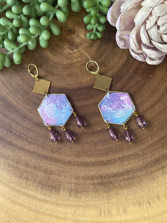 Resin Earrings - Purple Earrings