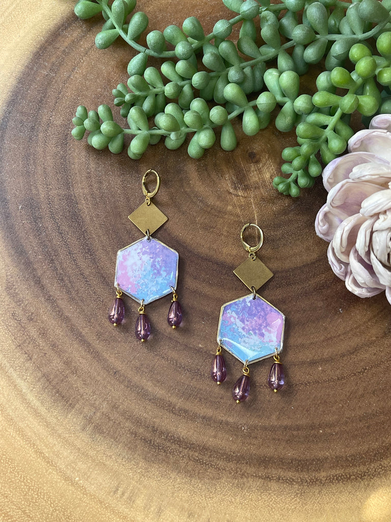 Resin Earrings - Purple Earrings