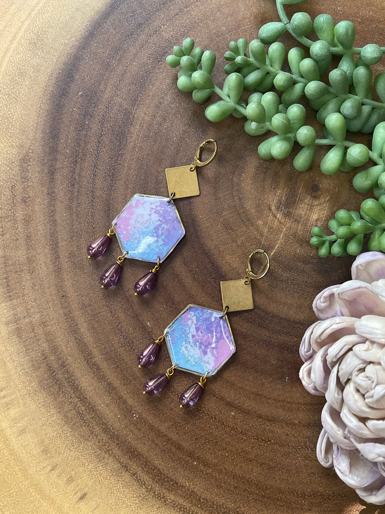 Resin Earrings - Purple Earrings