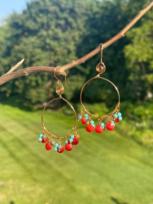 Carnelian Hoop Earrings - Gemstone Hoop Earrings