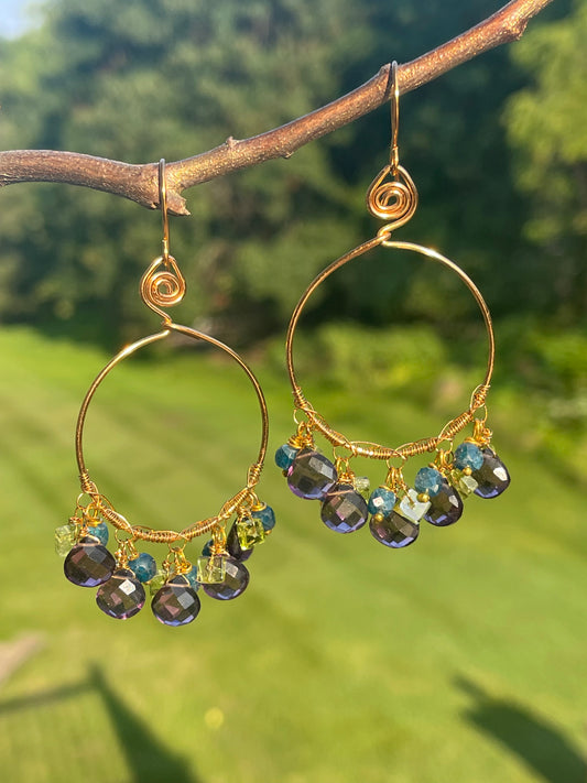 Amethyst Hoop Earrings - Gemstone Hoop Earrings