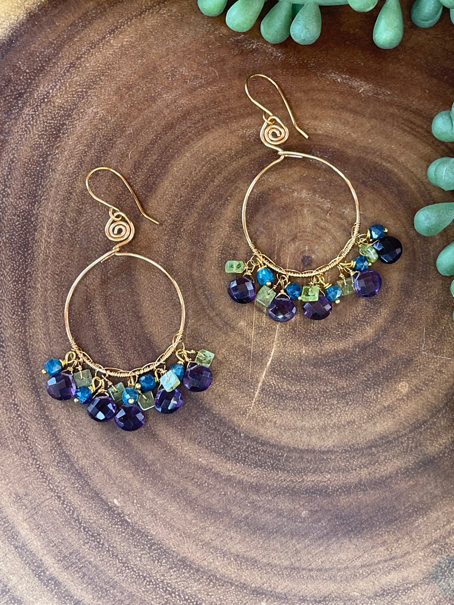 Amethyst Hoop Earrings - Gemstone Hoop Earrings