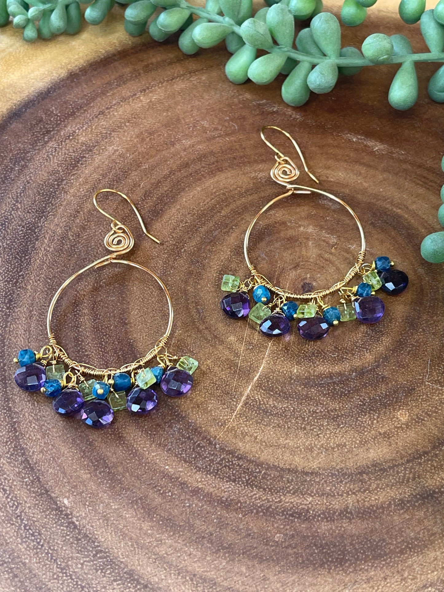 Amethyst Hoop Earrings - Gemstone Hoop Earrings