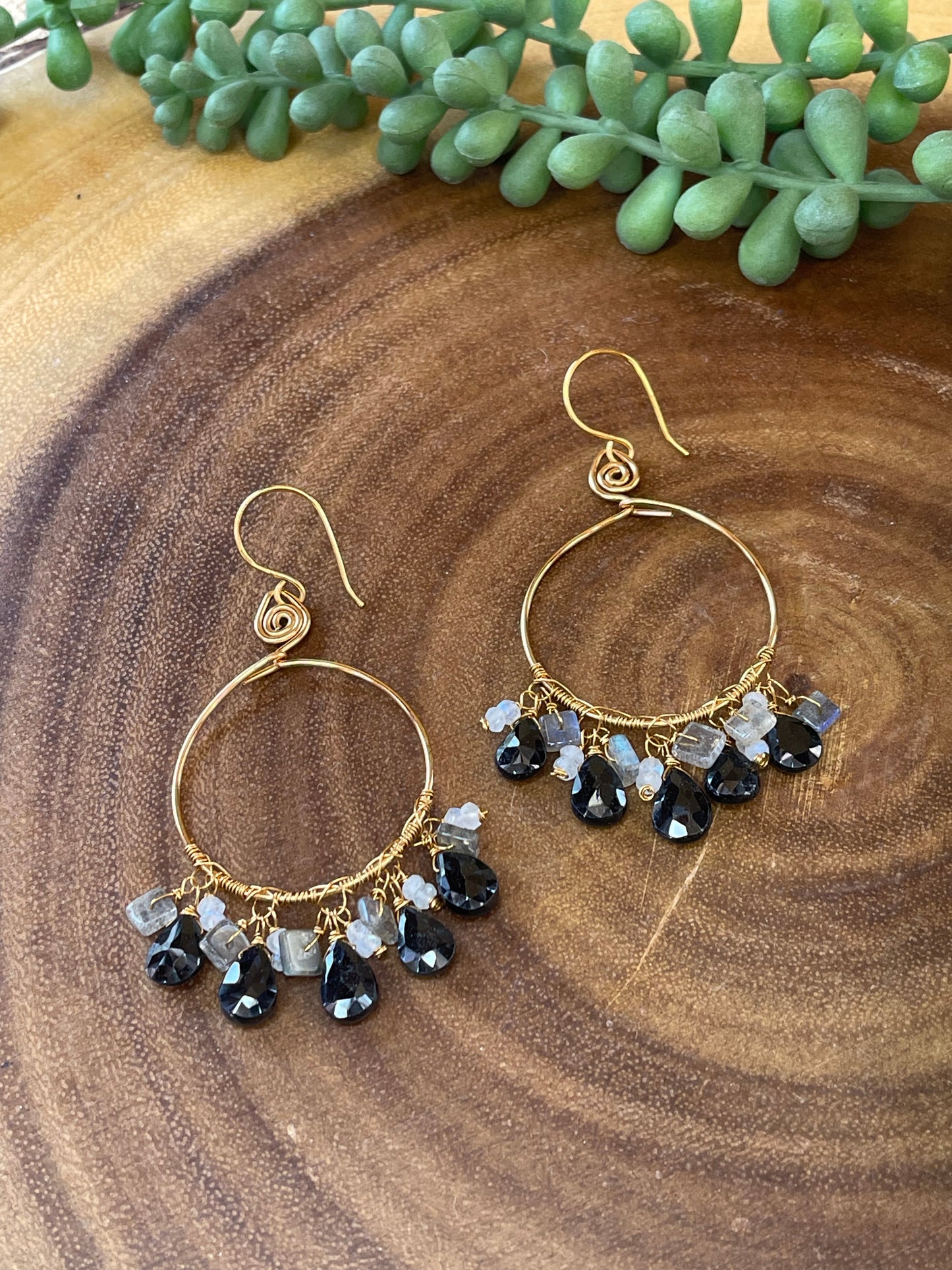 Black Onyx Hoop Earrings - Gemstone Hoop Earrings