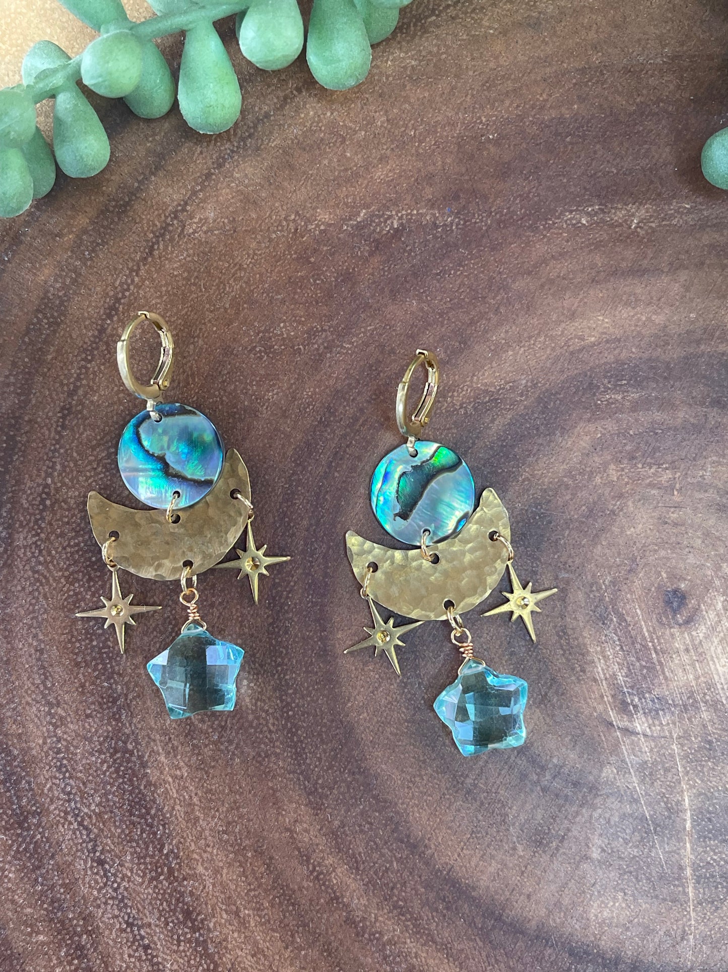 Aqua Quartz Earrings - Star Earrings