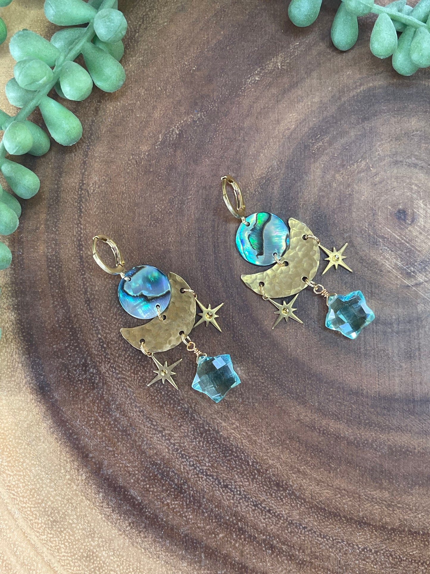 Aqua Quartz Earrings - Star Earrings