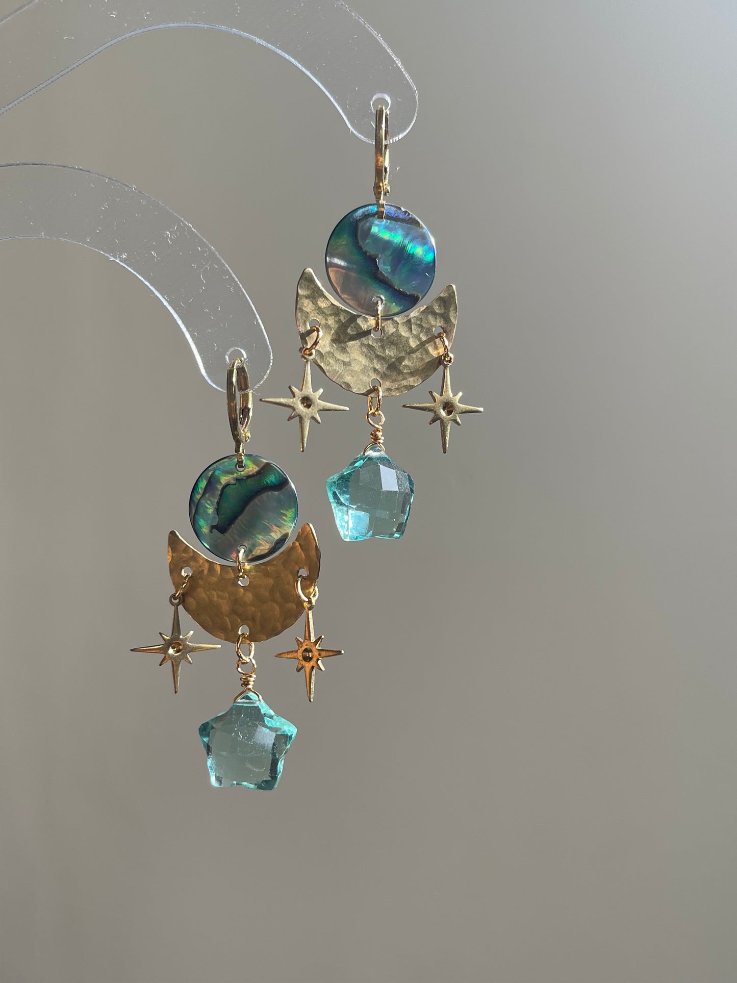 Aqua Quartz Earrings - Star Earrings