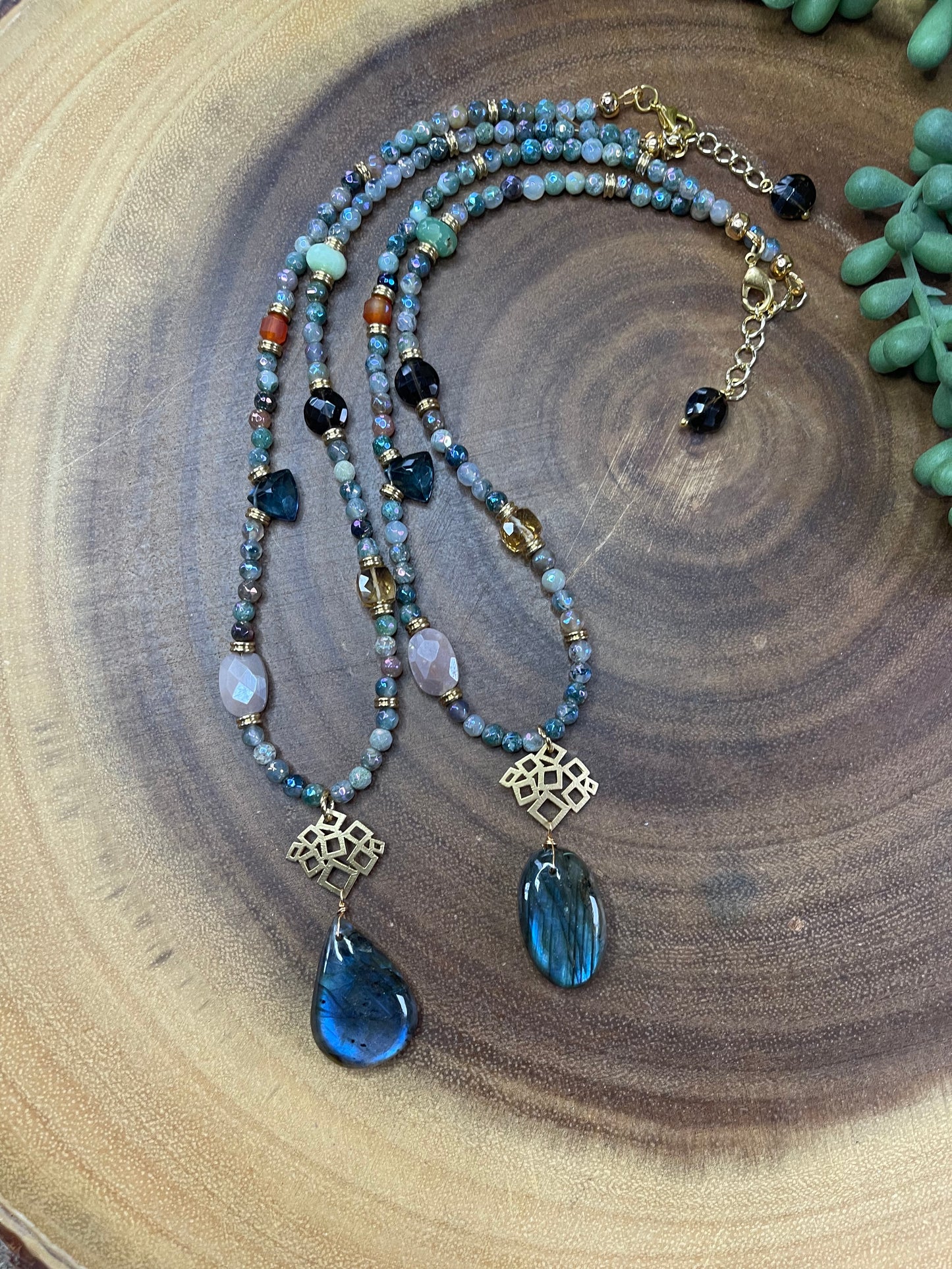 Labradorite Necklace - Multi Colored Gemsstone Necklace