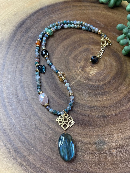 Labradorite Necklace - Multi Colored Gemsstone Necklace