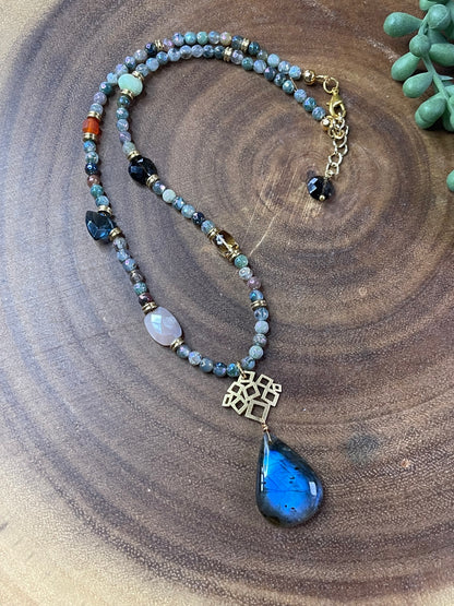 Labradorite Necklace - Multi Colored Gemsstone Necklace