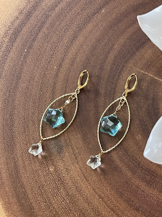 Star Earrings - Celestial Earrings- Aqua Blue Earriings