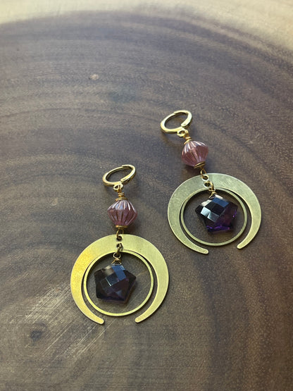 Amethyst Earrings - Star Earrings - Quartz Earrings - Amber Earrings