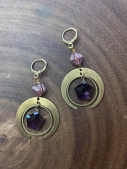 Amethyst Earrings - Star Earrings - Quartz Earrings - Amber Earrings