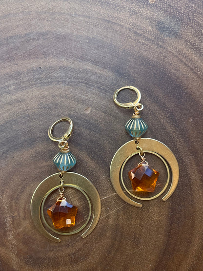 Amethyst Earrings - Star Earrings - Quartz Earrings - Amber Earrings