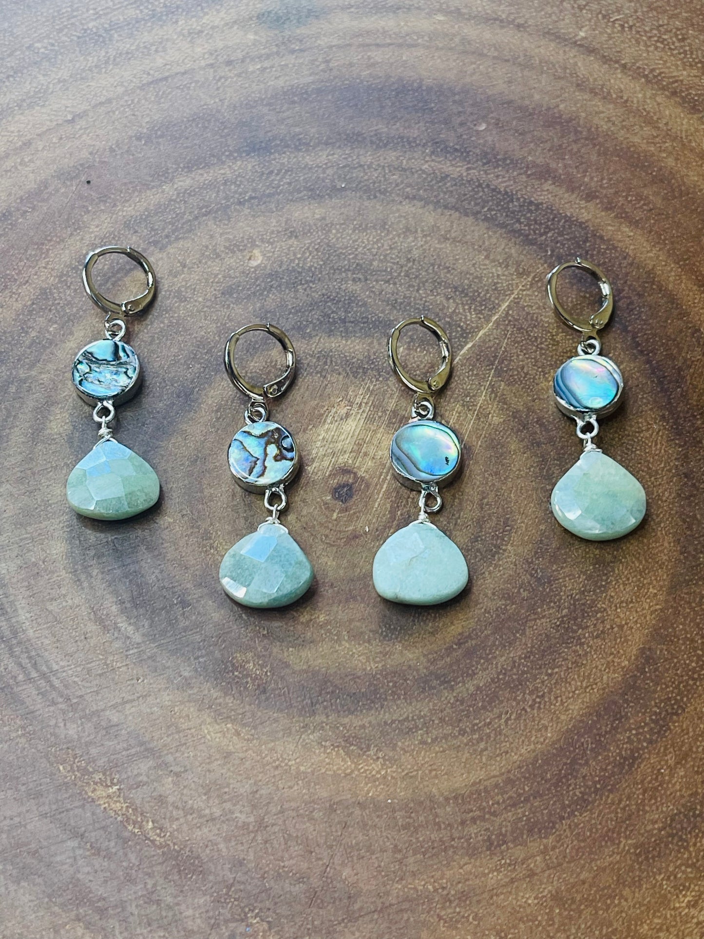 Amazonite Earrngs - Abalone Earrings