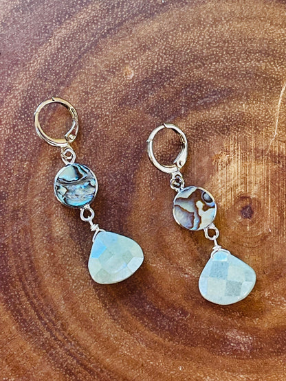 Amazonite Earrngs - Abalone Earrings