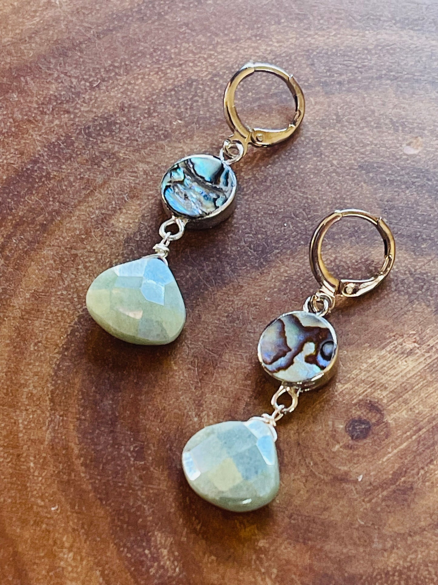 Amazonite Earrngs - Abalone Earrings