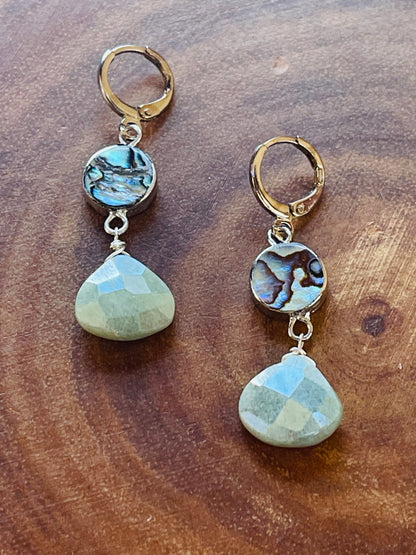 Amazonite Earrngs - Abalone Earrings