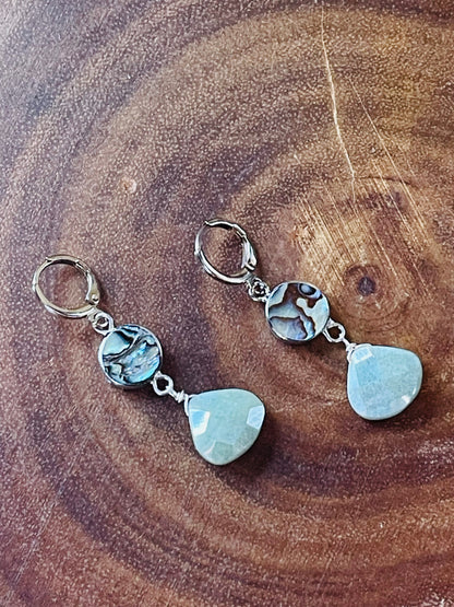 Amazonite Earrngs - Abalone Earrings