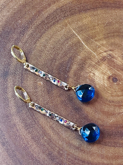 Blue Quartz Earrings - Gemstone Earrings - Colored Earrings