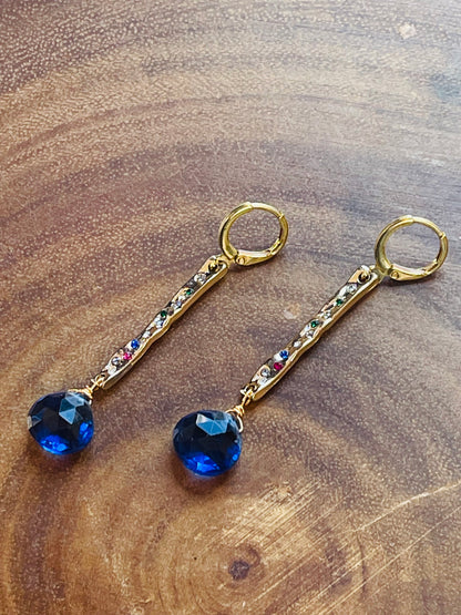 Blue Quartz Earrings - Gemstone Earrings - Colored Earrings