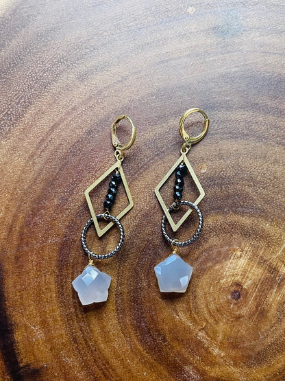 Moonstone Earrings - Star Earrings