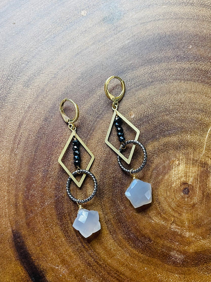 Moonstone Earrings - Star Earrings