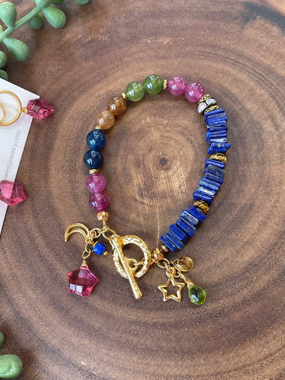 Natural Tourmaline / Lapis Lazuli Bracelet