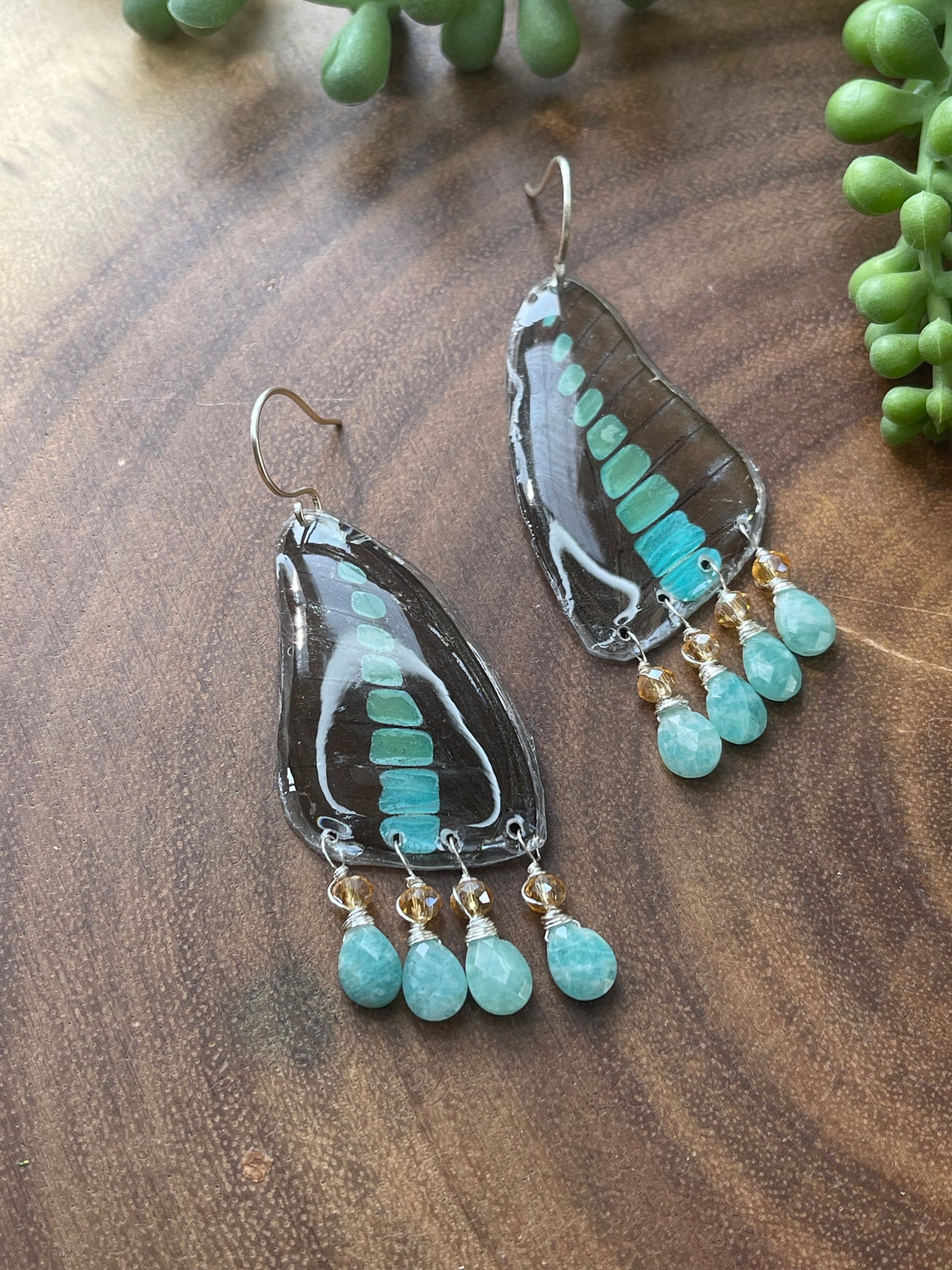 Amazonite Butterfly Earrings