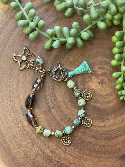 African Amazonite Butterfly Charm Bracelet