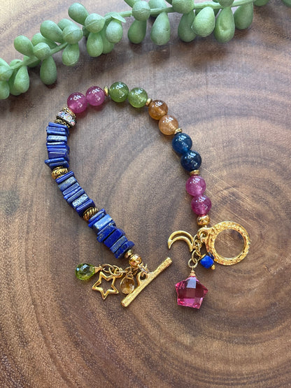 Natural Tourmaline / Lapis Lazuli Bracelet