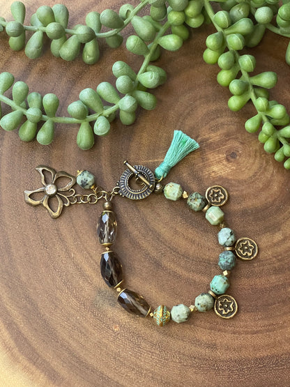 African Amazonite Butterfly Charm Bracelet